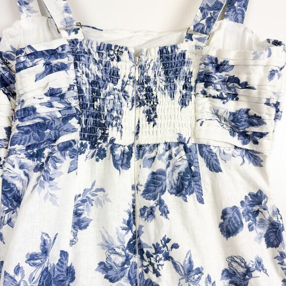 Abercrombie & Fitch Emerson Linen Floral Midi Dress Blue White - MT Tall - Picture 6 of 10